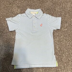 The Beaufort Bonnet Company Prim & Proper Light Blue & White Striped Polo - 3T